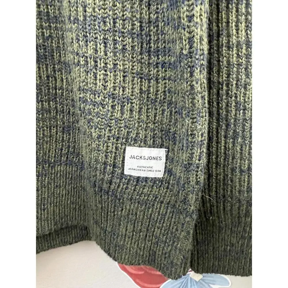 Jack & Jones Men's Olive Marled Oversized Chunky Jumper - Size - Large